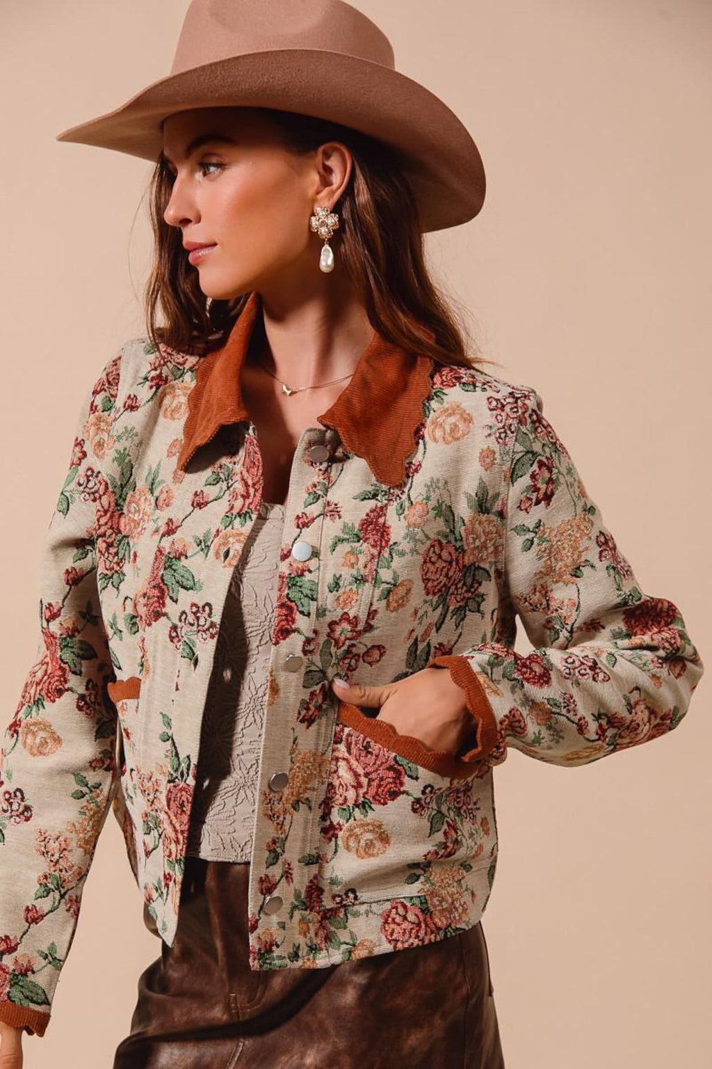 Jacquard-Jacke mit Cordkragen – Ansicht 5