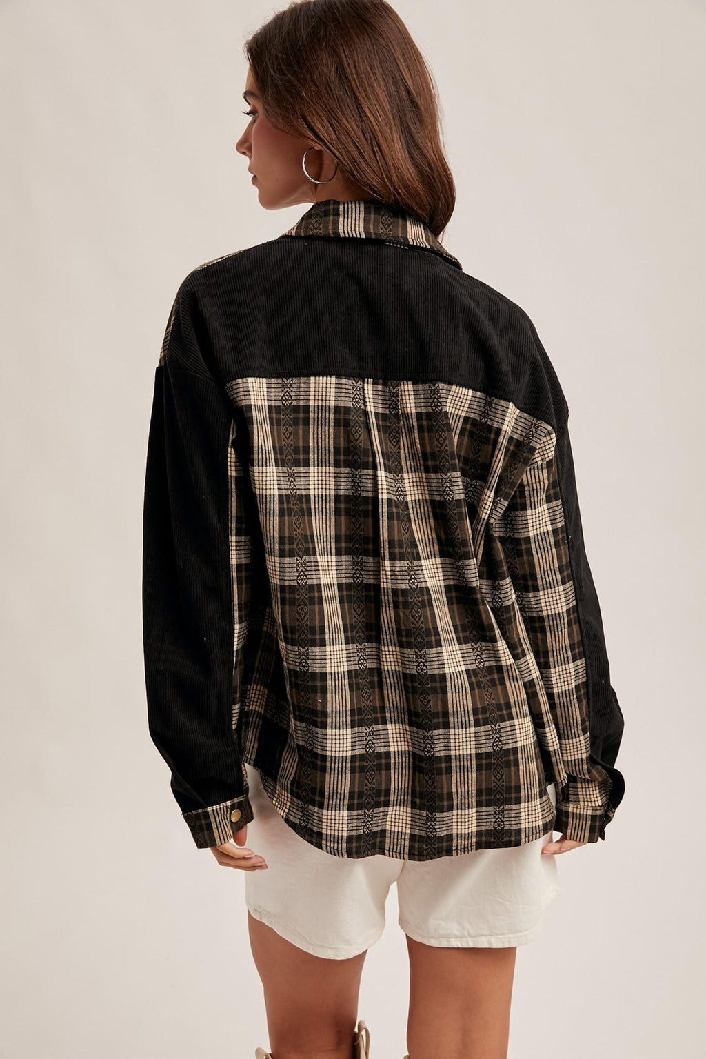 Karierte Cord-Hemdjacke – Ansicht 3