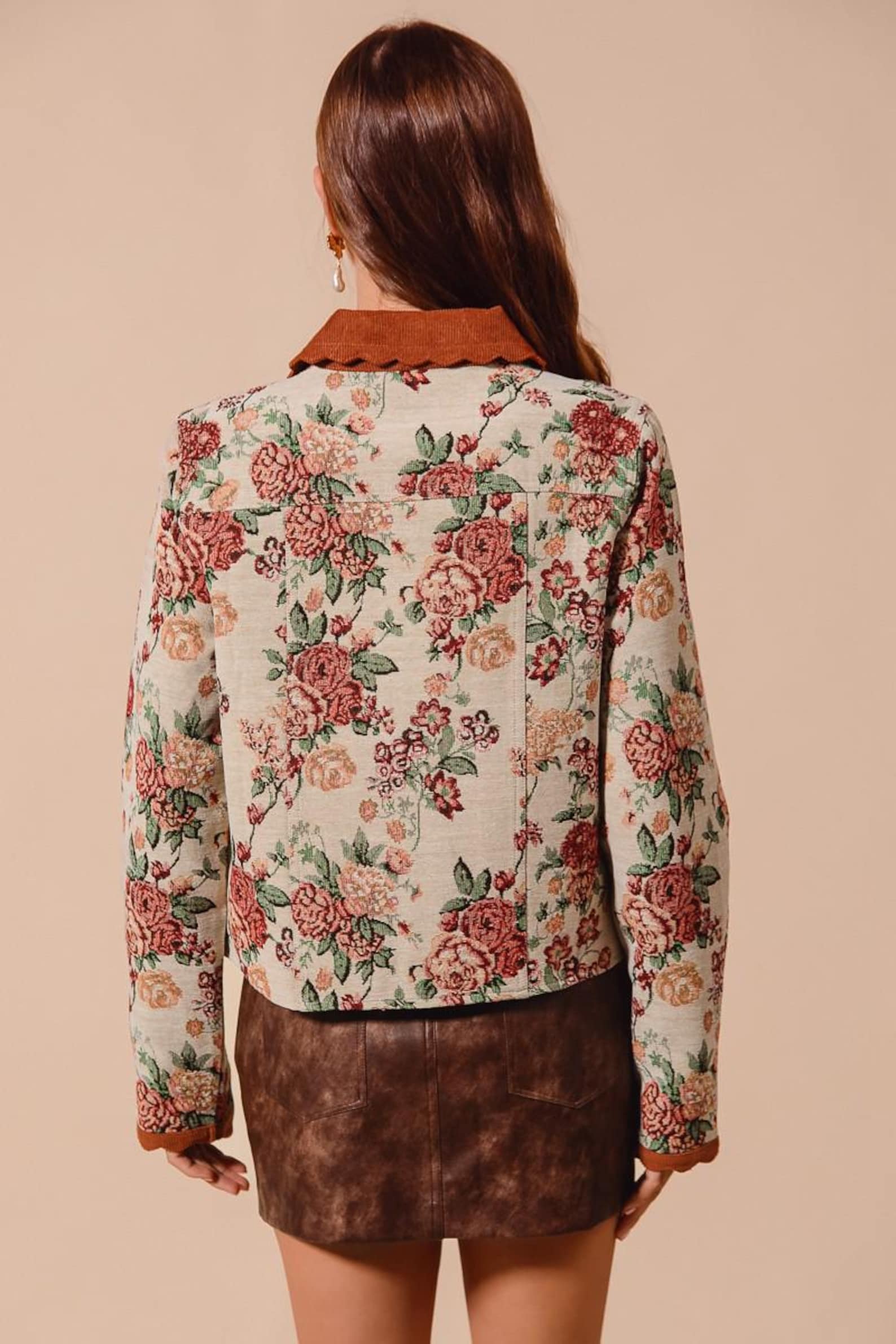 Jacquard-Jacke mit Cordkragen – Ansicht 3