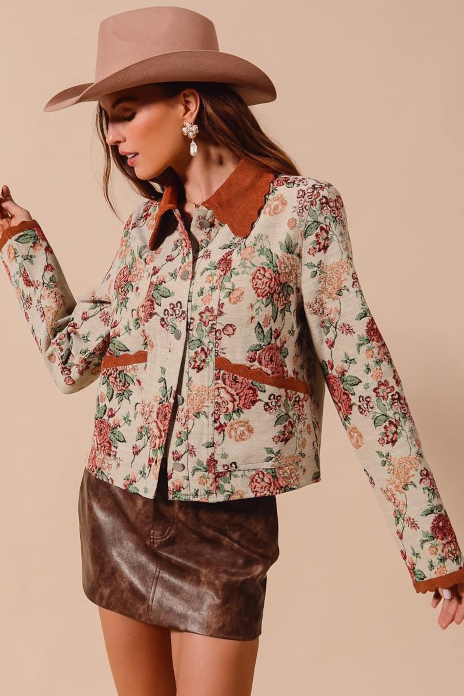Jacquard-Jacke mit Cordkragen – Ansicht 4