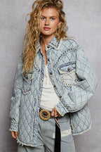 Gesteppte Jeansjacke mit Verzierungen – Ansicht 2