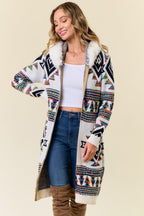 Cardigan mit grafischem Muster und Kapuze