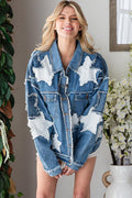 Oversize-Jeansjacke mit Stern-Patchwork