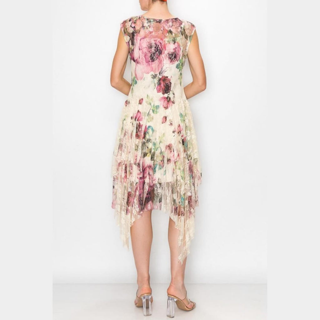 Romantisches Spitzenkleid mit Blütenprint – Ansicht 3