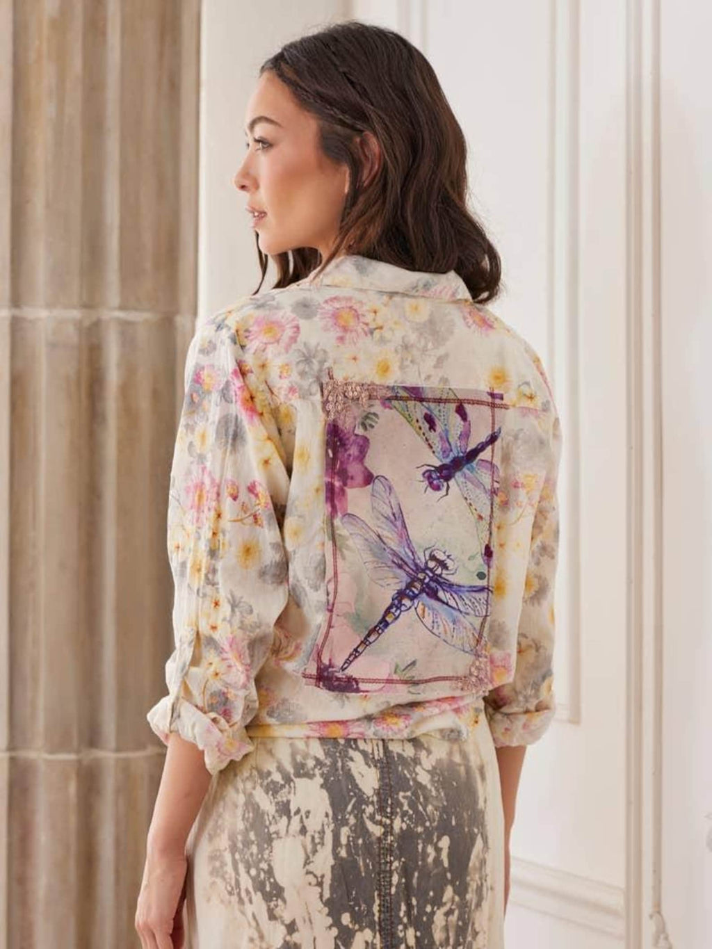 Patchwork-Bluse mit Libellenmotiv – Ansicht 4