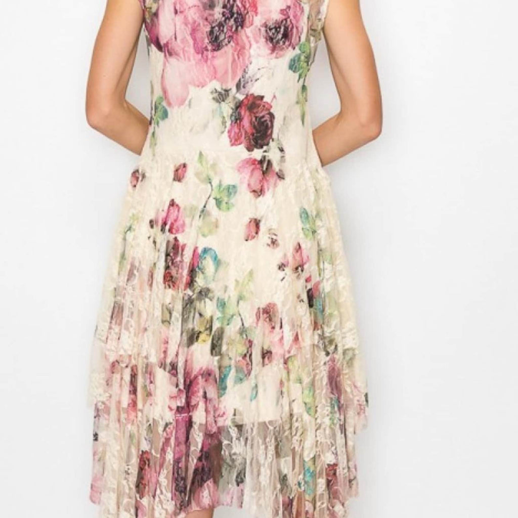 Romantisches Spitzenkleid mit Blütenprint – Ansicht 5