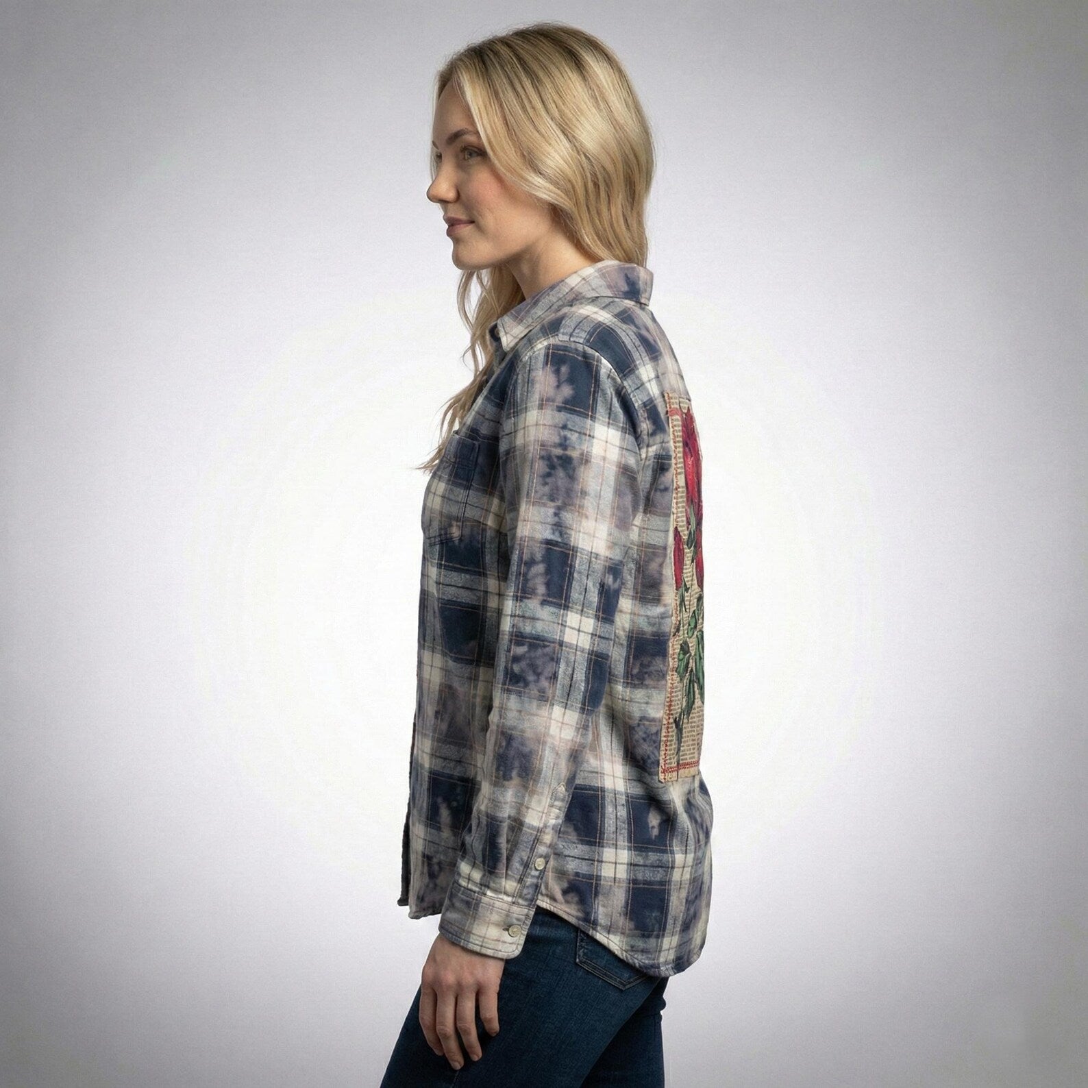 Karierte Bluse im Distressed-Look – Ansicht 3