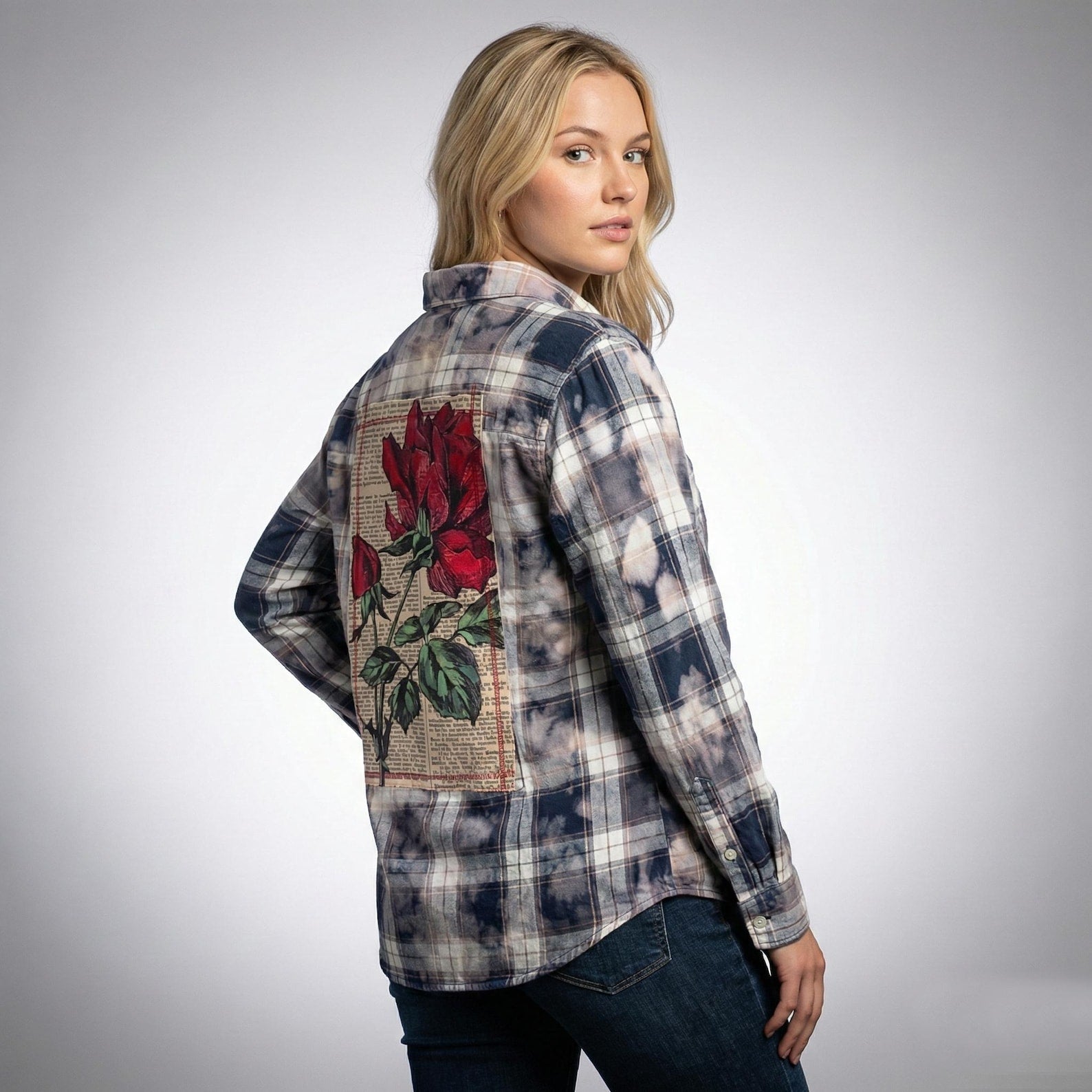 Karierte Bluse im Distressed-Look