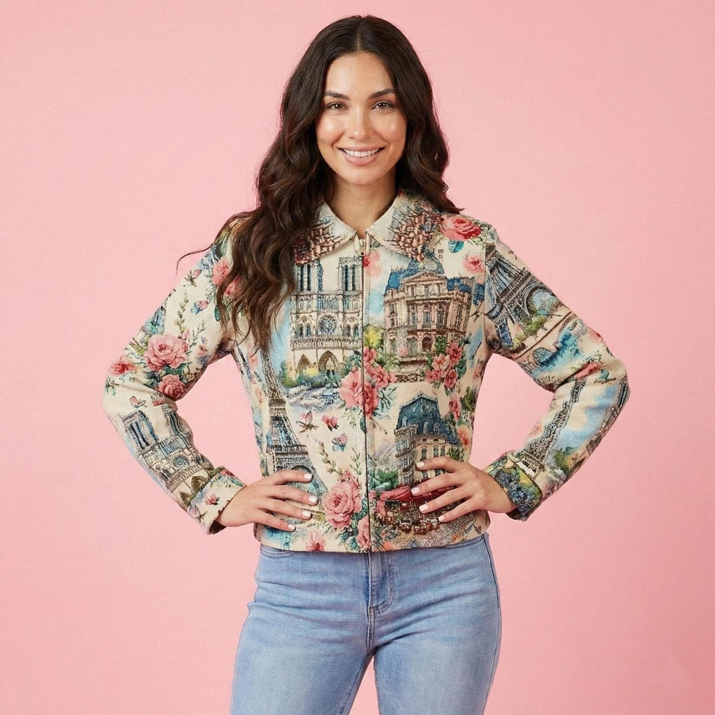 Jacquard-Jacke mit Paris-Motiv