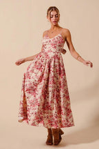 Rotes Maxikleid mit Toile-de-Jouy-Print – Ansicht 4