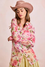 Transparente Bluse mit rosa Blüten – Ansicht 5