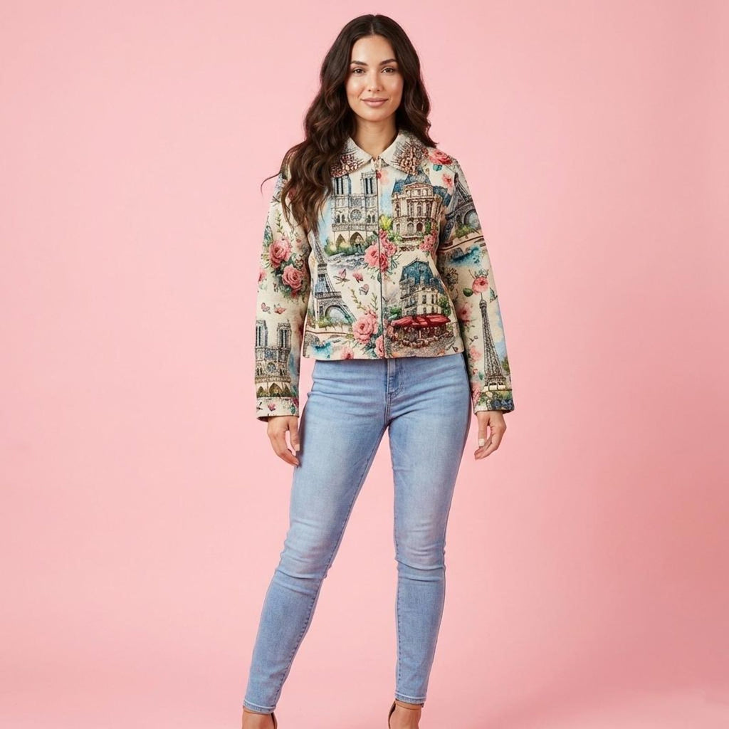 Jacquard-Jacke mit Paris-Motiv – Ansicht 3