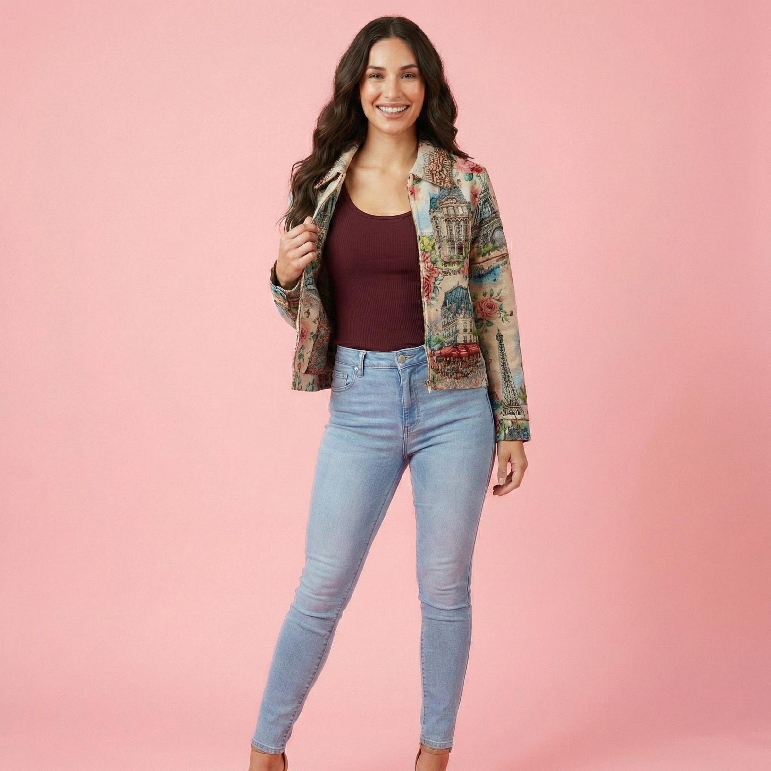 Jacquard-Jacke mit Paris-Motiv – Ansicht 4