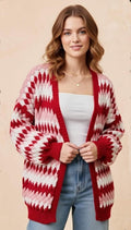 Oversize-Cardigan mit Rautenmuster