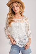 Weiße Baumwollbluse mit Stickerei