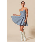 Jeans-Minikleid mit Korsagen-Details – Ansicht 3