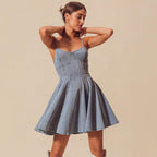 Jeans-Minikleid mit Korsagen-Details